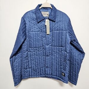 Hudson NWT Mens Jacket Coat Nylon Quilted Puffer Snaps Eco Down MSRP $198 Blue M